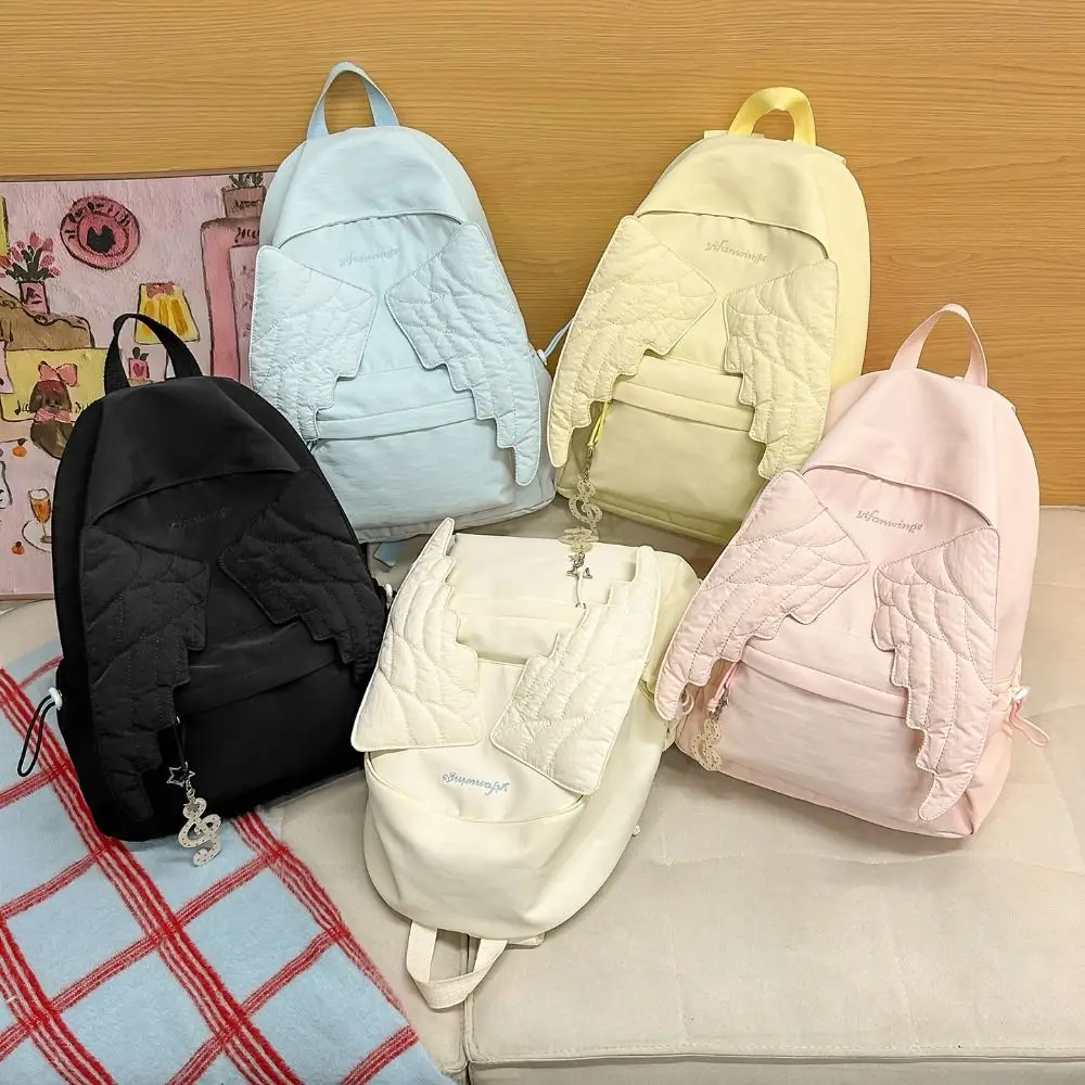 Canvas Backpack Casual - حقيبة ظهر متعددة الاستخدامات بتصميم أجنحة