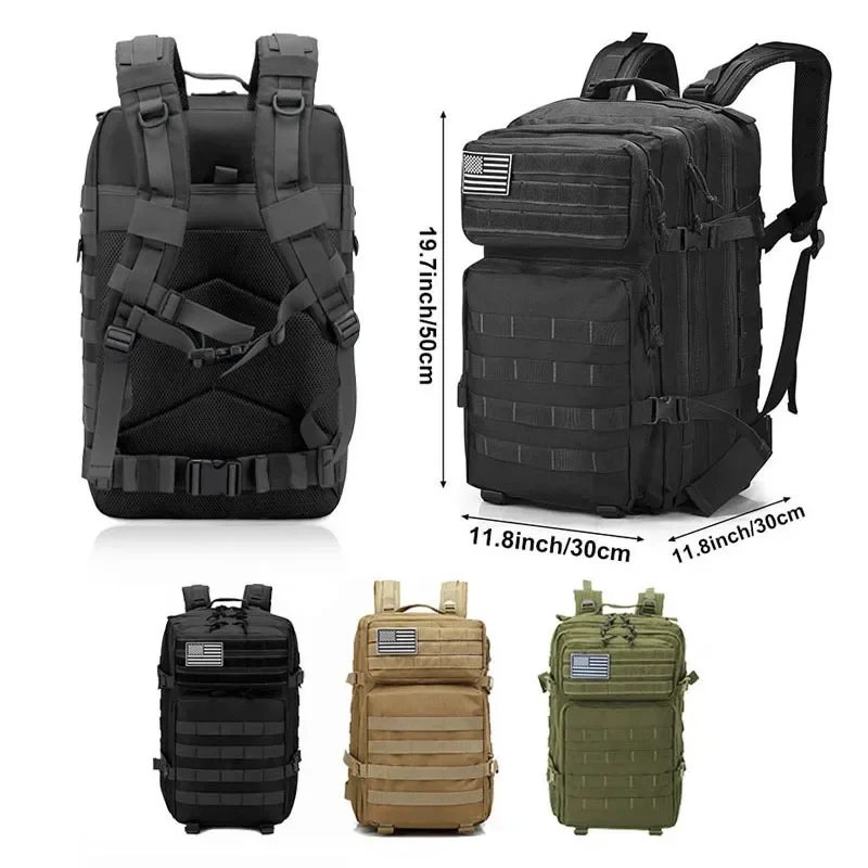 Rucksack Military Style - حقيبة ظهر تكتيكية 2Q-50L للرجال، حقائب