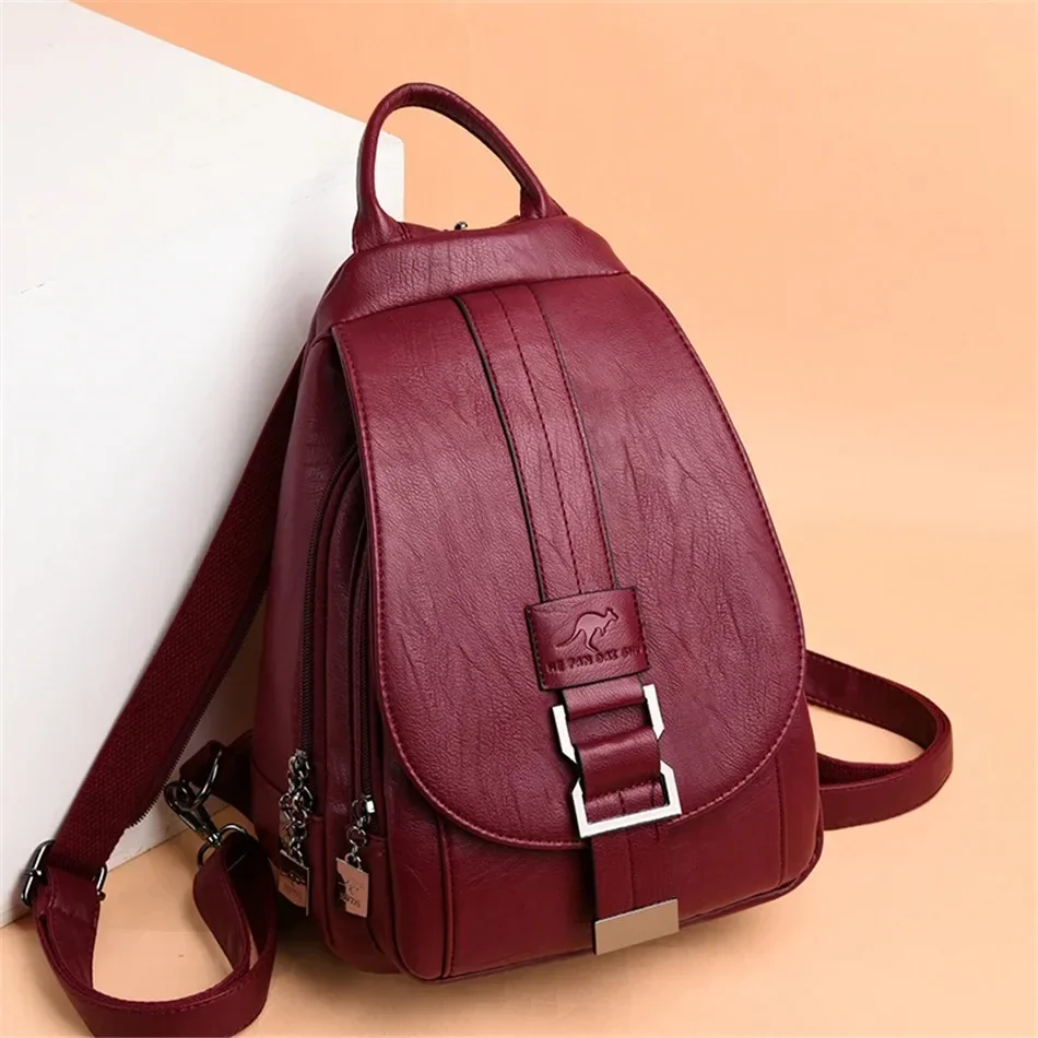 School Backpack Teen - متعددة الوظائف النساء حقائب ظهر جلدية